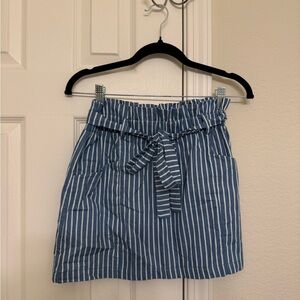 SHEIN Blue and White Striped Mini Skirt